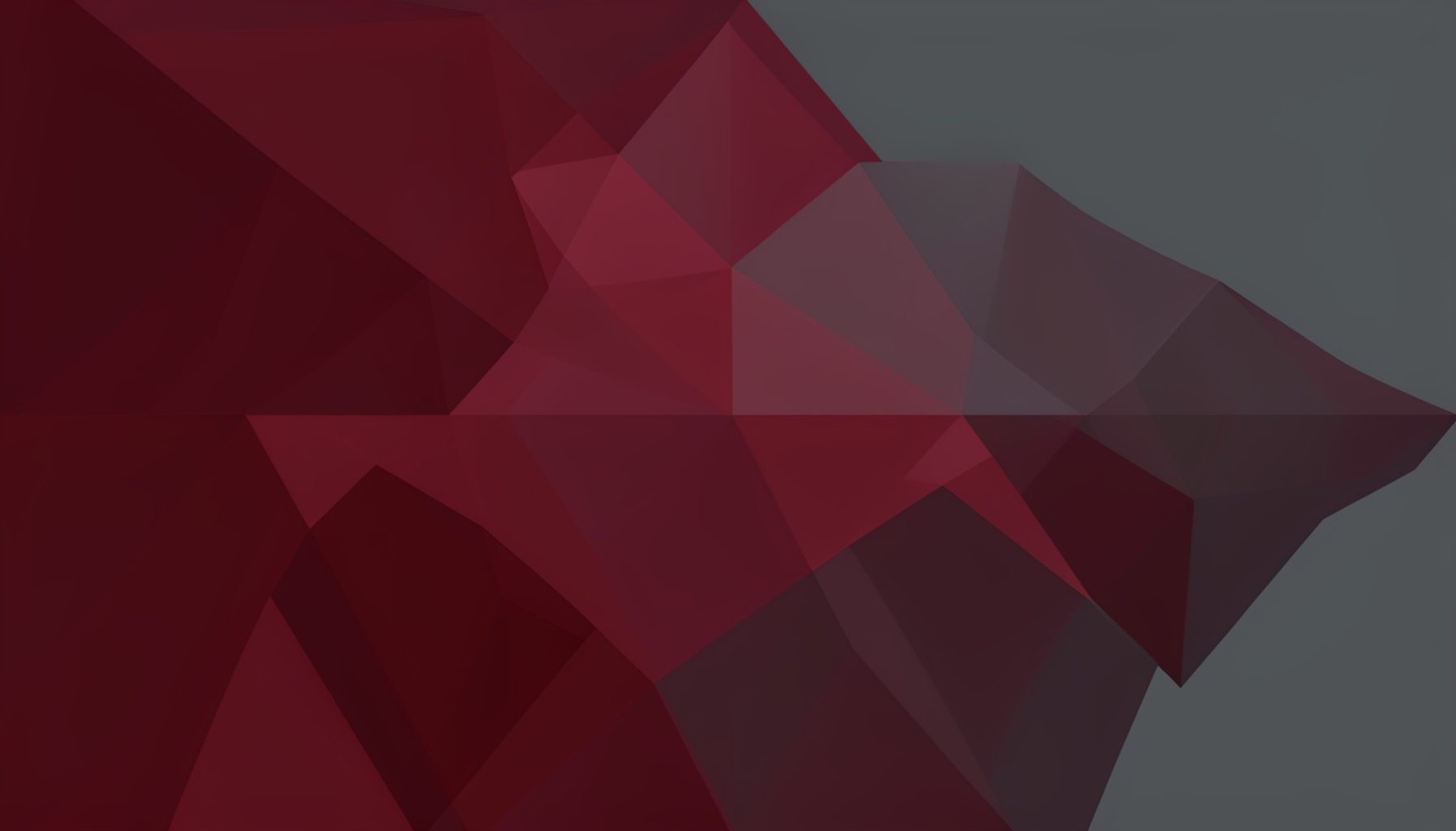 Low-poly faceted geometric render in maroon and slate gray suggesting network monitoring, angular crystal facets forming a quiet watchful pattern